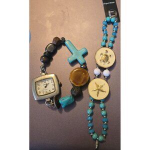 Swap Beehive Quartz Watch Interchangeable Beaded Bands Water Resistant
